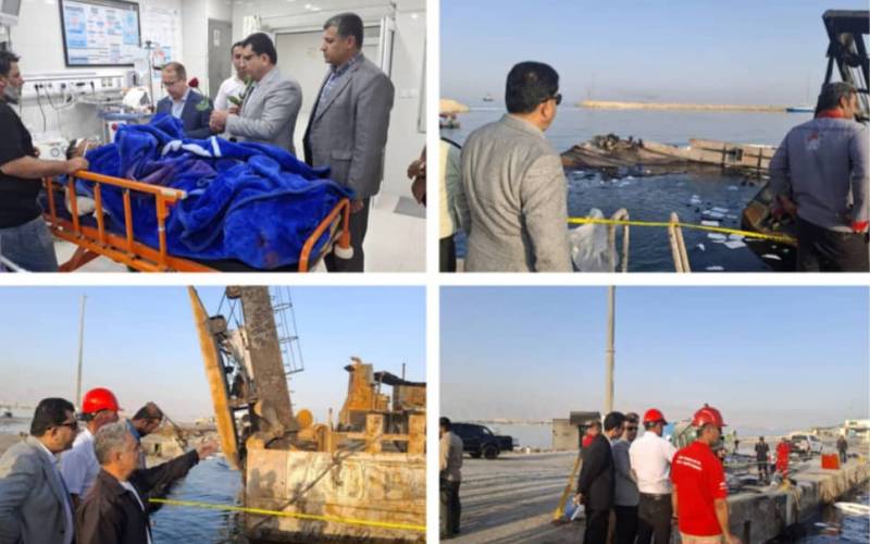حضور میدانی مدیرکل تعاون، کار و رفاه اجتماعی استان بوشهر در حادثه انفجار اسکله متانول بندر دیر و عیادت از مصدومان